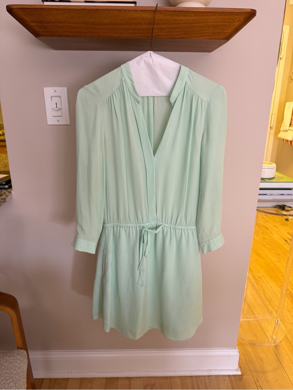 Aritzia Babaton Light Mint Green Women’s Drawstring Waist Dress XXS